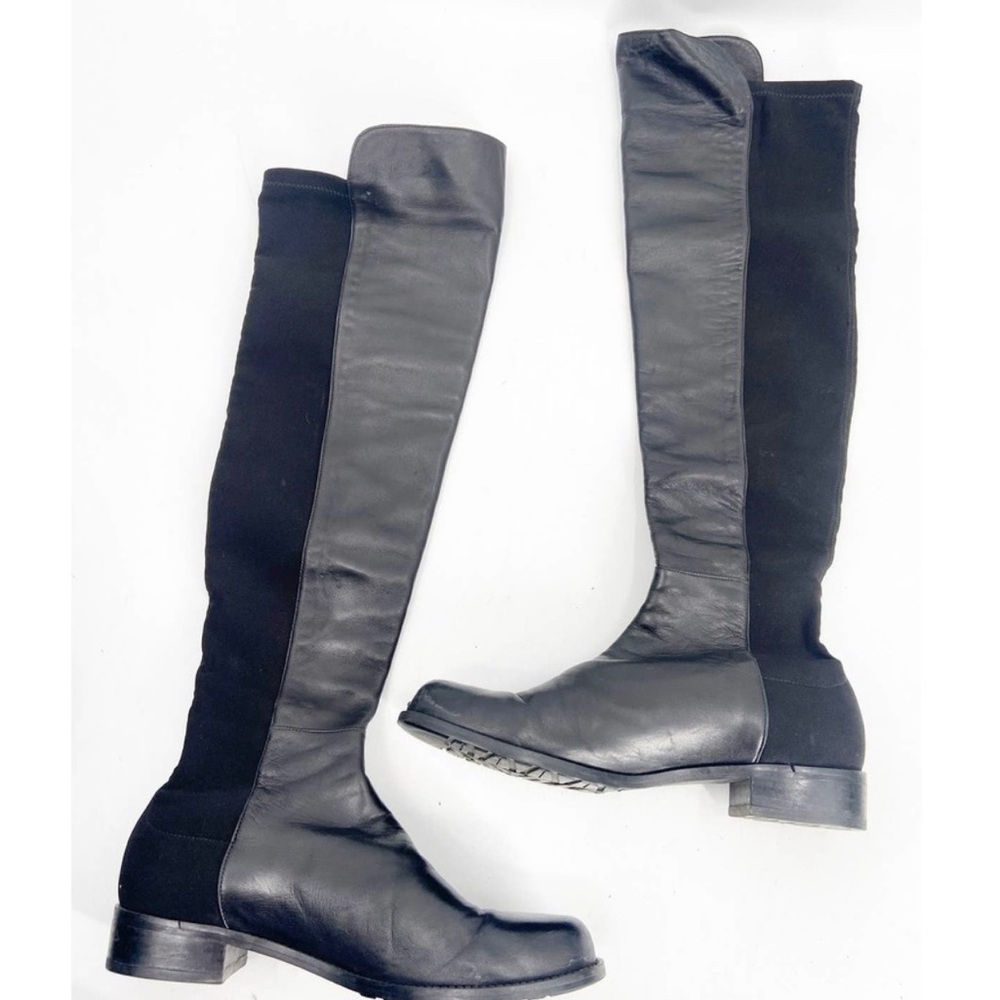 Stuart Weitzman 5050 Over The Knee Black Suede Leather Tall Boots Size 8.5
